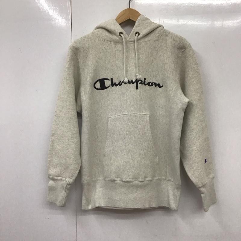 チャンピオン Champion パーカー 長袖 C3-L107 REVERSE WEAVE プルオーバー 裏起毛 M ロゴ、文字 アイボリー / アイボリー /  メンズ USED 古着 中古 10108577