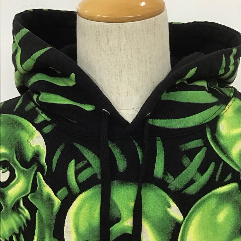 シュプリーム Supreme パーカー 長袖 18SS Skull Pile Hooded Sweartshirt ドクロ プルオーバー ロゴ 裏起毛 M 総柄 黒 / ブラック / X 薄緑 / ライトグリーン /  メンズ USED 古着 中古 10107816