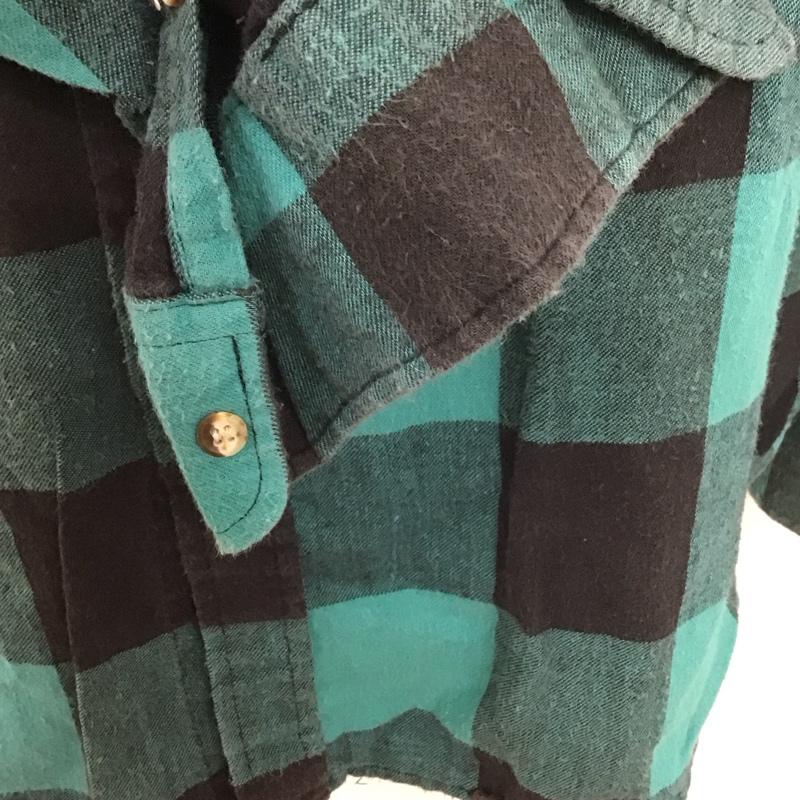 古着 USED シャツ、ブラウス 長袖 L チェック 黒 / ブラック / X 緑 / グリーン /  メンズ USED 古着 中古 10107046