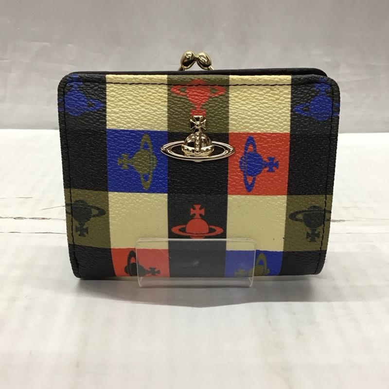 ヴィヴィアンウエストウッド Vivienne Westwood 財布 二つ折り がま口 オーブ 箱有 チェック マルチカラー / マルチカラー /  レディース USED 古着 中古 10120899