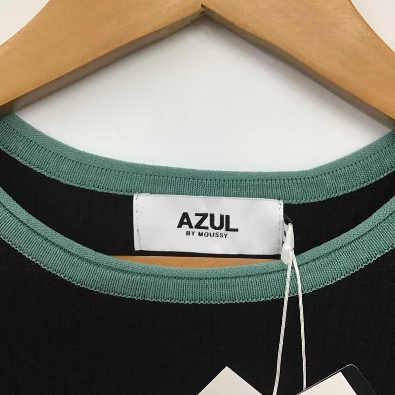 アズールバイマウジー AZUL BY MOUSSY ニット、セーター 長袖 250FSC70-163C PIPING DRY RIB KNIT タグ付き M 無地 黒 / ブラック / X 緑 / グリーン /  レディース USED 古着 中古 10141978
