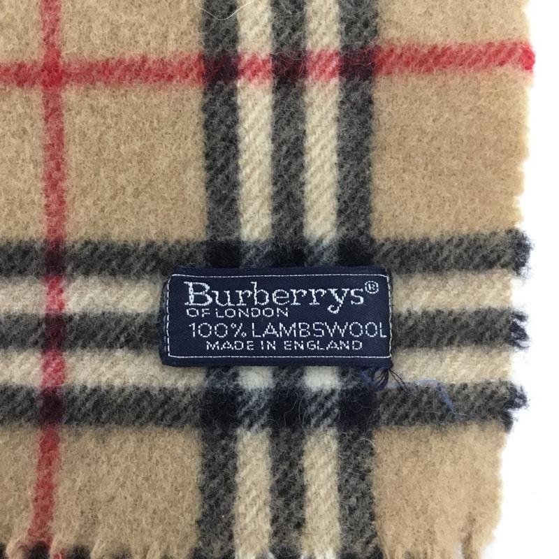 バーバリーズ BURBERRYS マフラー マフラー ラムウール フリンジ イングランド製 チェック ベージュ / ベージュ / X 黒 / ブラック / X 白 / ホワイト / X 赤 / レッド /  メンズ USED 古着 中古 10150190