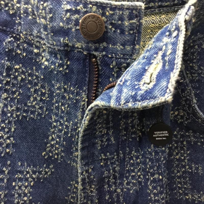 シュプリーム Supreme パンツ デニム、ジーンズ デニムパンツ ストレートパンツ ワイドパンツ カジュアルパンツ 34 ロゴ、文字 インディゴ / インディゴ /  メンズ USED 古着 中古 10114798