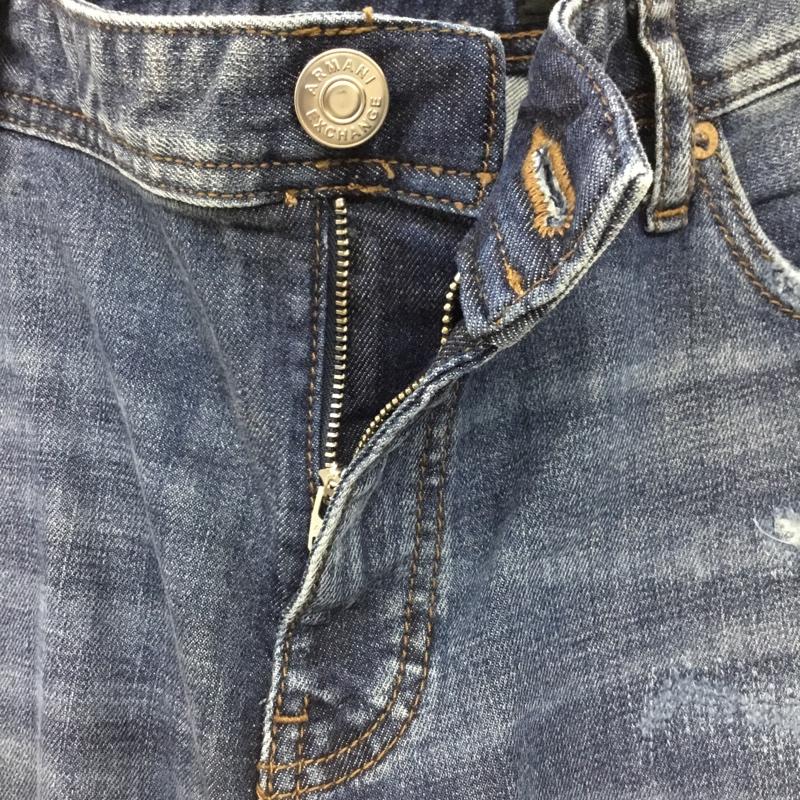 アルマーニエクスチェンジ ARMANI EXCHANGE パンツ デニム、ジーンズ デニムパンツ ストレートパンツ ワイドパンツ カジュアルパンツ 36 無地 インディゴ / インディゴ /  メンズ USED 古着 中古 10120474