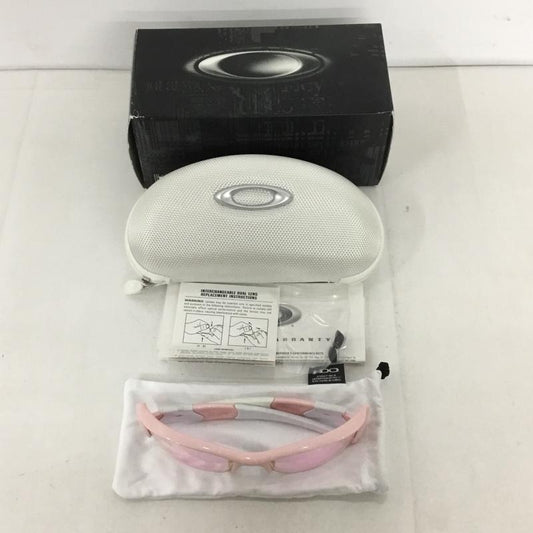 オークリー OAKLEY めがね・サングラス サングラス 03-886J FLAK JACKET スポーツサングラス ミラーレンズ 箱有 ロゴ、文字 桃 / ピンク / X 白 / ホワイト /  メンズ USED 古着 中古 10129391