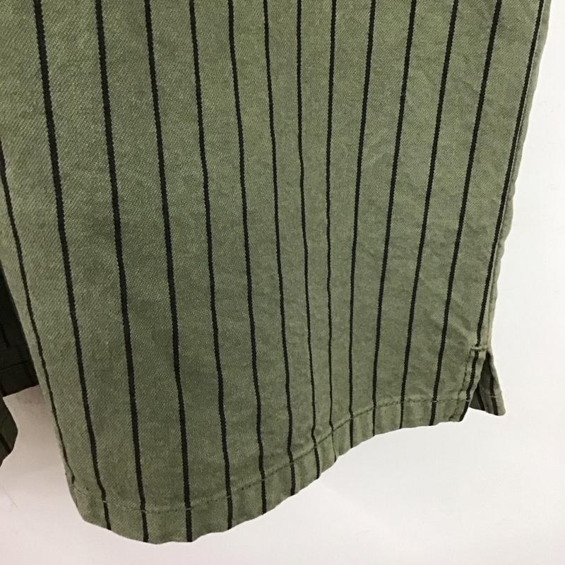 カーハート Carhartt シャツ、ブラウス 半袖 半袖シャツ ストライプシャツ ジップアップカラーシャツ XL ストライプ カーキ / カーキ /  メンズ USED 古着 中古 10133686