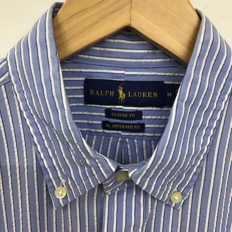 ラルフローレン RALPHLAUREN シャツ、ブラウス 半袖 半袖シャツ ストライプシャツ ボタンダウンシャツ M ストライプ 白 / ホワイト / X 青 / ブルー /  メンズ USED 古着 中古 10129884