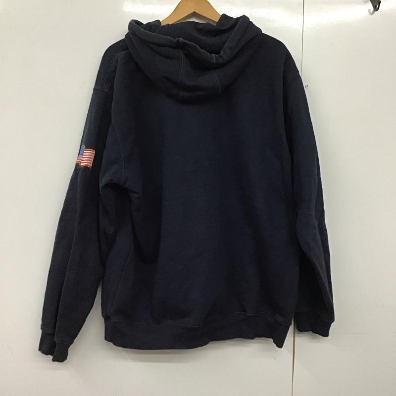 カーハート Carhartt パーカー 長袖 長袖パーカー プルオーバーパーカー スウェット XL ロゴ、文字 紺 / ネイビー /  メンズ USED 古着 中古 10142602