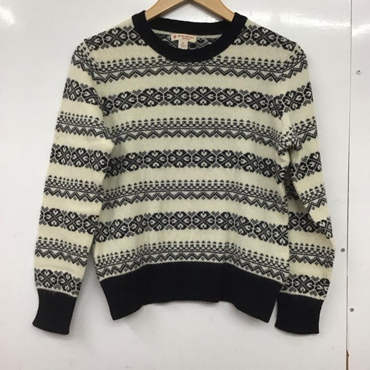 ブルックスブラザーズ BROOKS BROTHERS ニット、セーター 長袖 長袖ニットカットソー クルーネック セーター M プリント 白 / ホワイト / X 黒 / ブラック /  レディース USED 古着 中古 10145089
