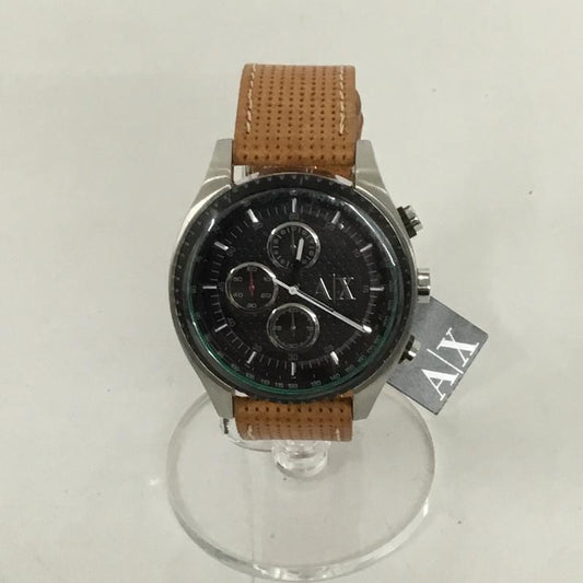 アルマーニエクスチェンジ A/X ARMANIEXCHANGE 腕時計 アナログ（クォーツ式） AX1608 レザーベルト ロゴ、文字 茶 / ブラウン / X 銀 / シルバー / X 黒 / ブラック /  メンズ USED 古着 中古 10129462