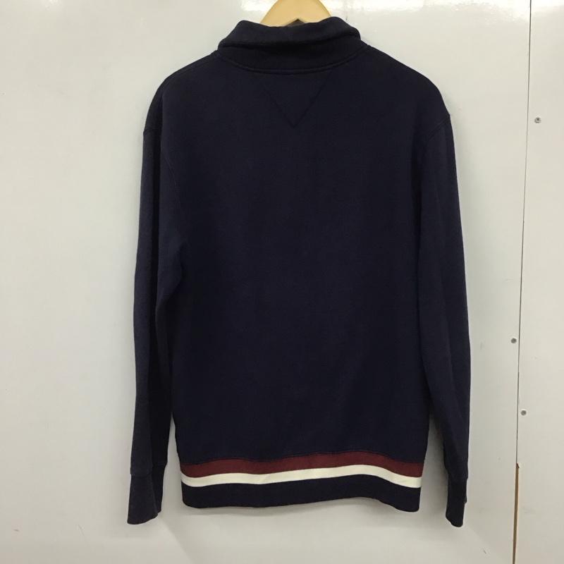 トミーヒルフィガー TOMMY HILFIGER カーディガン 長袖 長袖カーディガン スウェットカーディガン 前ボタン M ロゴ、文字 紺 / ネイビー /  メンズ USED 古着 中古 10136621