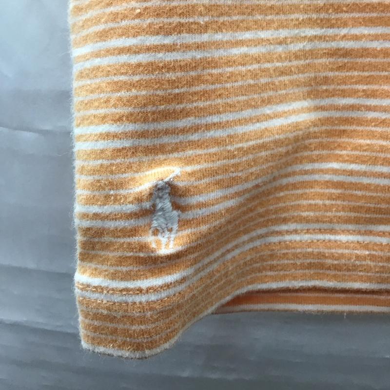 ラルフローレン RALPHLAUREN Tシャツ 半袖 90cm ベビー ボーダー 90cm ワンポイント 橙 / オレンジ / X 白 / ホワイト /  ガールズ USED 古着 中古 10116903