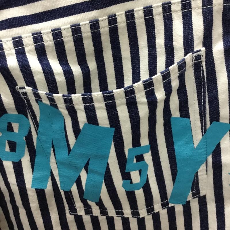 トミー TOMMY パンツ ショートパンツ M ロゴ、文字 X ストライプ 白 / ホワイト / X 青 / ブルー /  メンズ USED 古着 中古 10108740