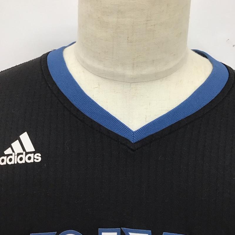 アディダス adidas カットソー 半袖 半袖カットソー Vネックカットソー スポーツウェア L ロゴ、文字 黒 / ブラック /  メンズ USED 古着 中古 10126276