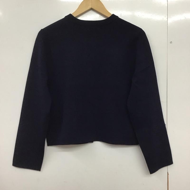 ユナイテッドアローズグリーンレーベルリラクシング UNITED ARROWS green label relaxing カーディガン 長袖 長袖ニットカーディガン 前ボタン ノーカラー 無地 紺 / ネイビー /  レディース USED 古着 中古 10145076