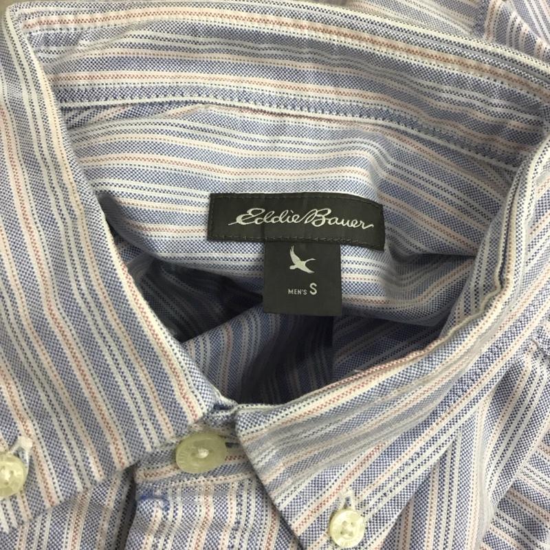 エディーバウアー Eddie Bauer シャツ、ブラウス 半袖 ボタンダウン ストライプ 胸ポケット S ワンポイント 水色 / ライトブルー / X 白 / ホワイト / X 赤 / レッド /  メンズ USED 古着 中古 10112918