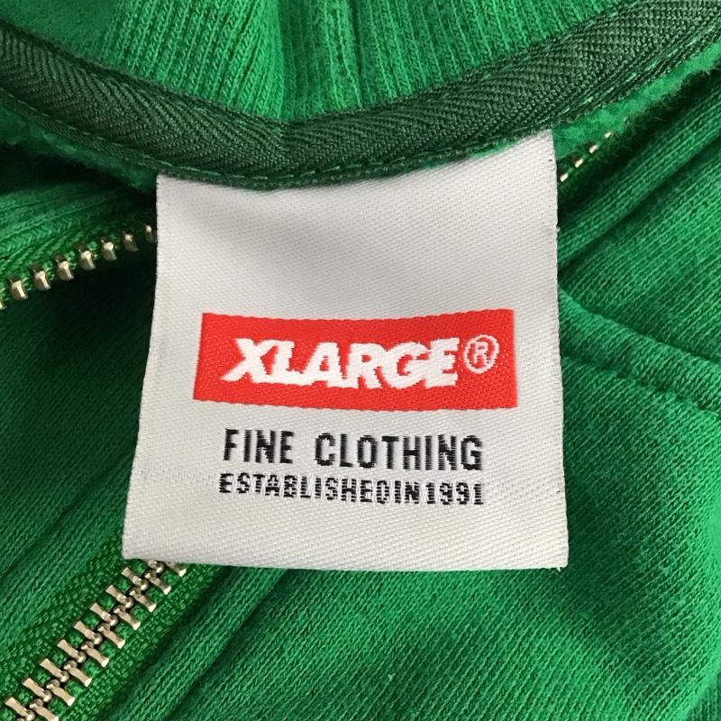 エクストララージ XLARGE パーカー 長袖 長袖パーカー フード付きパーカー プリントスウェット ジップアップパーカー M 無地 緑 / グリーン /  メンズ USED 古着 中古 10120320