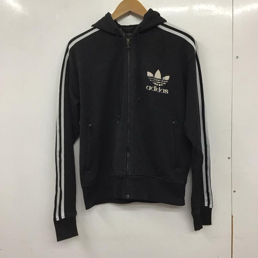 アディダス adidas パーカー 長袖 ジップアップパーカー アウター ジップアップジャケット L ロゴ、文字 白 / ホワイト / X 黒 / ブラック /  メンズ USED 古着 中古 10137188