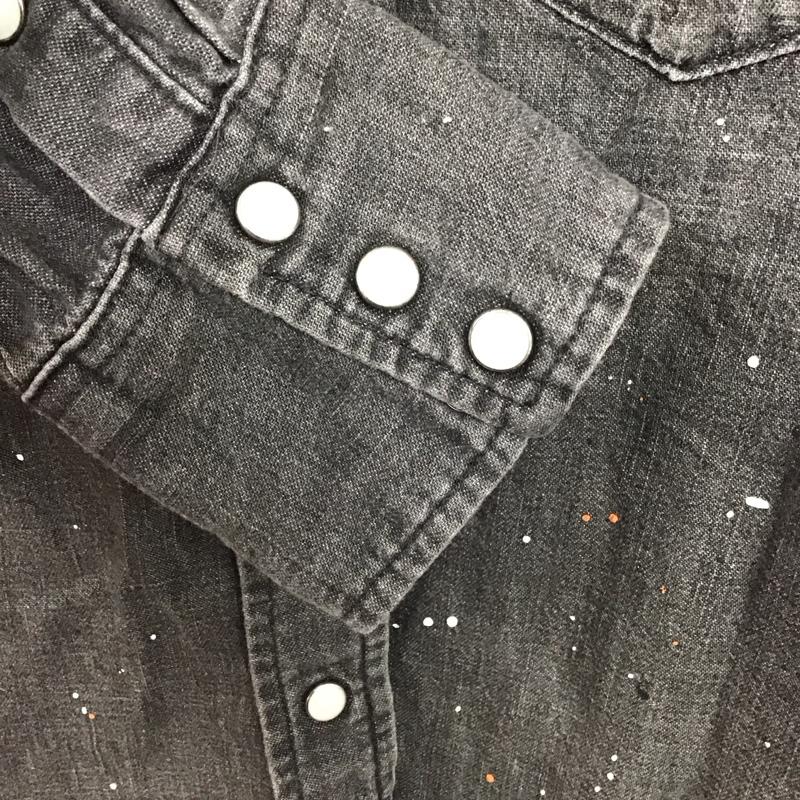 ベイフロー BAYFLOW シャツ、ブラウス 長袖 長袖シャツ 無地シャツ カラーシャツ デニムシャツ wrangler M ダメージ加工 黒 / ブラック /  メンズ USED 古着 中古 10132696