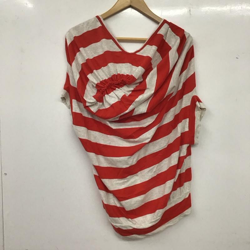 ジュンヤワタナベコムデギャルソン JUNYA WATANABE COMME des GARCONS カットソー 半袖 半袖カットソー ドルマンスリーブ ボーダー M ボーダー柄 灰 / グレー / X 赤 / レッド /  レディース USED 古着 中古 10136265
