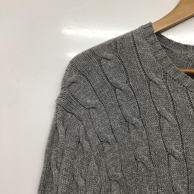 ポロラルフローレン POLO RALPH LAUREN ニット、セーター 長袖 コットン ケーブル編み クルーネック M ワンポイント 灰 / グレー /  メンズ USED 古着 中古 10146357