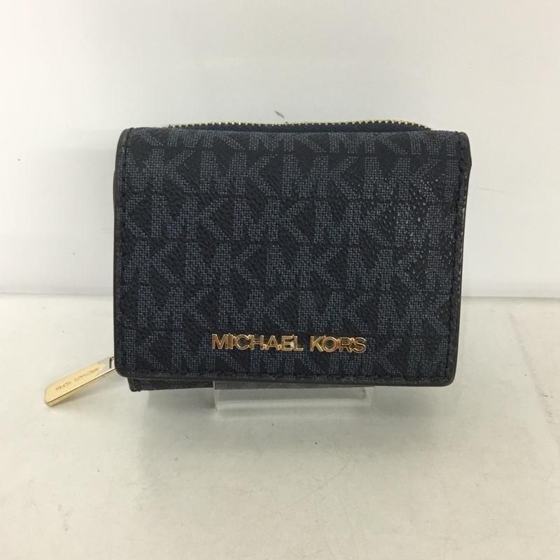 マイケルコース MICHAEL KORS 財布 コンパクト財布 35H9GTVZ5B 三つ折り財布 パスケース ロゴ、文字 紺 / ネイビー /  レディース USED 古着 中古 10144840