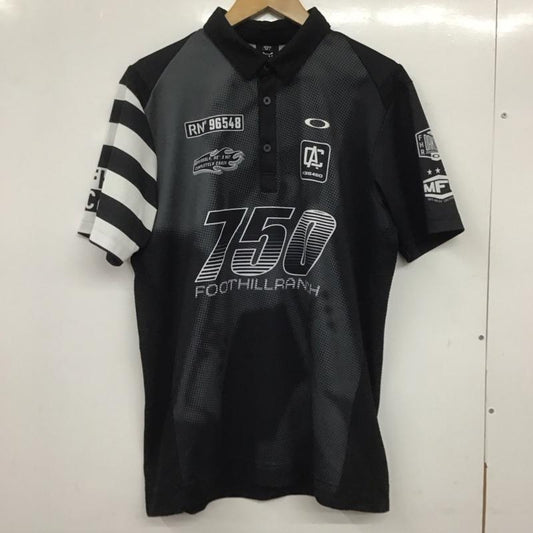 オークリー OAKLEY ポロシャツ 半袖 半袖ポロシャツ カラーシャツ 半袖カットソー スポーツウェア L プリント 黒 / ブラック /  メンズ USED 古着 中古 10138432