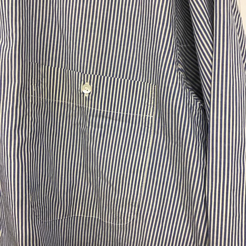 パパス PAPAS シャツ、ブラウス 長袖 長袖シャツ ストライプシャツ カラーシャツ L ストライプ 白 / ホワイト / X 青 / ブルー /  メンズ USED 古着 中古 10141024