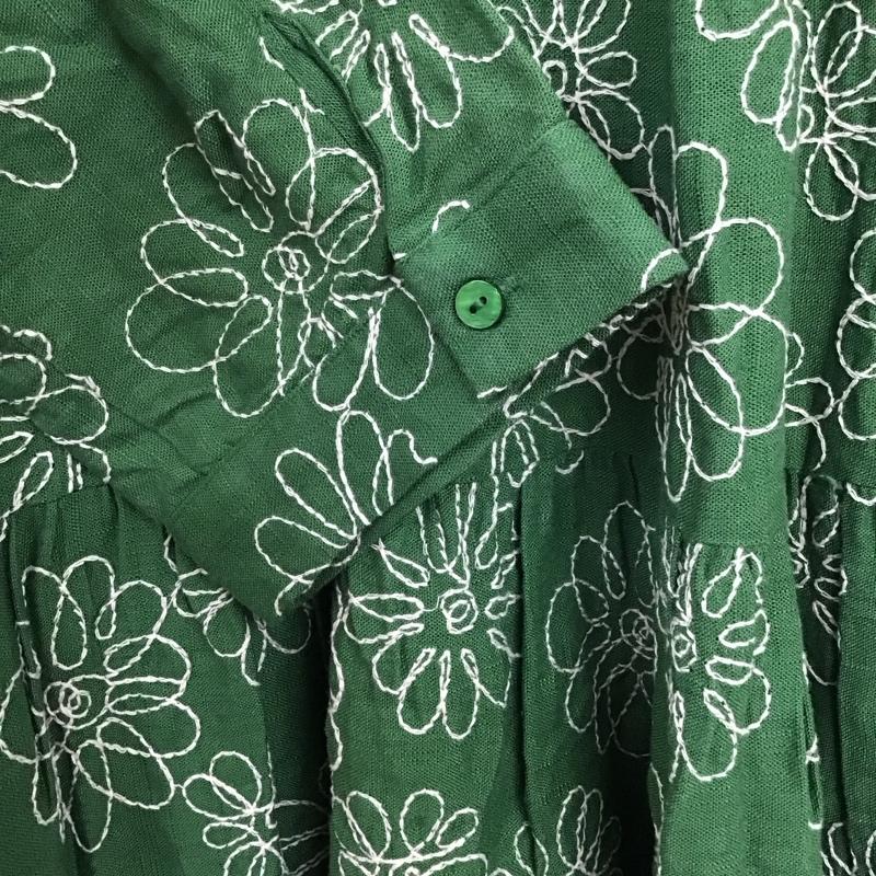 ザラ ZARA ワンピース ロングスカート 長袖ワンピース ロングワンピース フレアスカート XL 刺繍 緑 / グリーン /  レディース USED 古着 中古 10135448