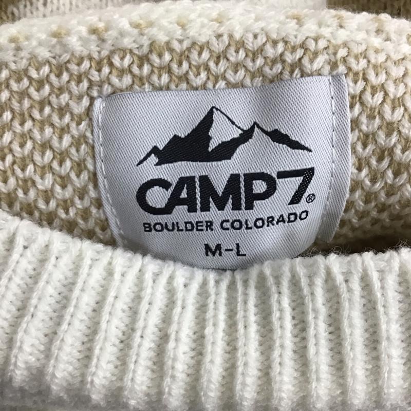 キャンプセブン CAMP7 ニット、セーター 長袖 長袖ニットカットソー クルーネック セーター M ロゴ、文字 白 / ホワイト /  レディース USED 古着 中古 10145480