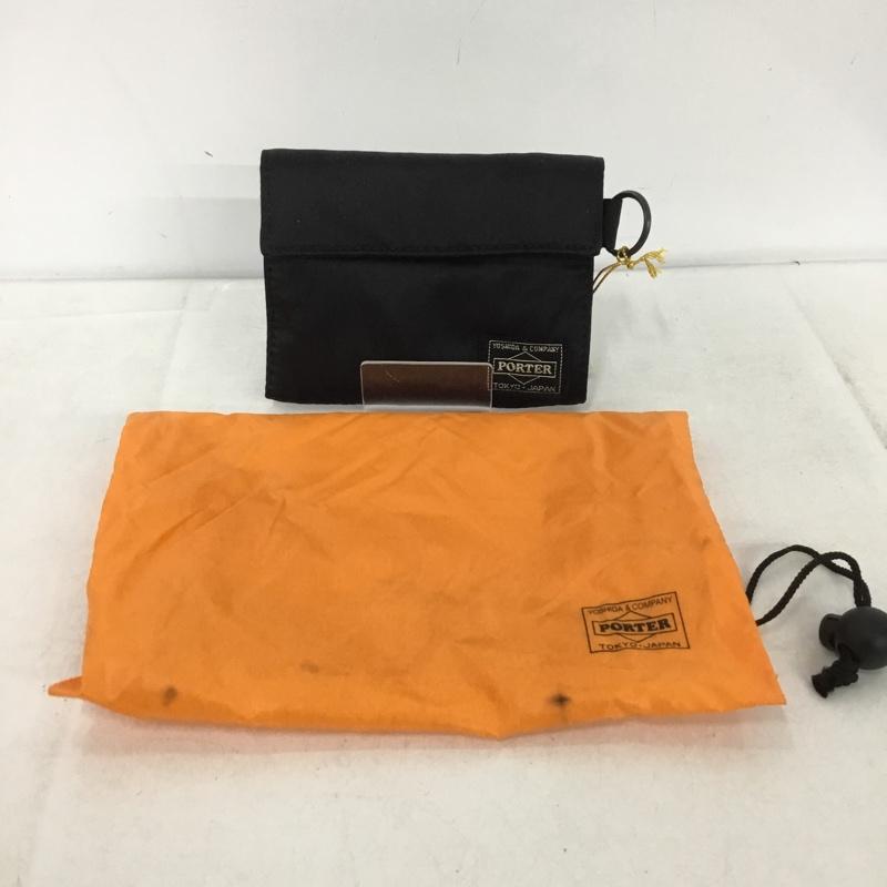 ポーター PORTER 財布 二つ折り タンカー パスケース ロゴ、文字 黒 / ブラック /  メンズ USED 古着 中古 10146888