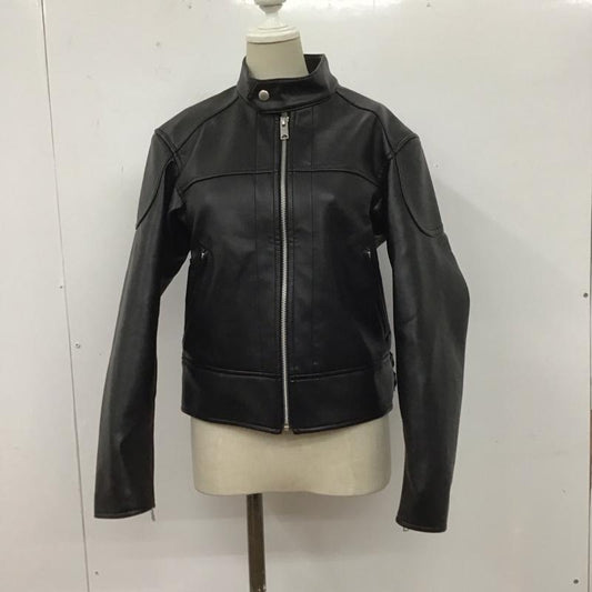 ジーユー GU ジャケット、上着 ジャンパー、ブルゾン 211-346520 フェイクレザージャケット ジップアップジャケット beautifulpaople コラボ M 無地 黒 / ブラック /  レディース USED 古着 中古 10107715