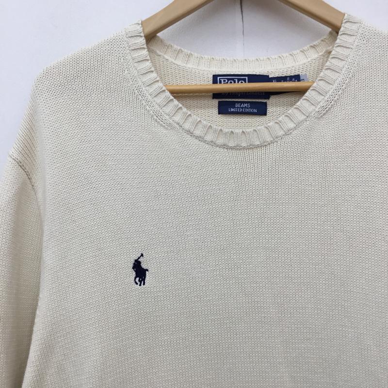 ポロラルフローレン POLO RALPH LAUREN ニット、セーター 長袖 BEAMS別注 XL ワンポイント X 刺繍 アイボリー / アイボリー /  メンズ USED 古着 中古 10142310