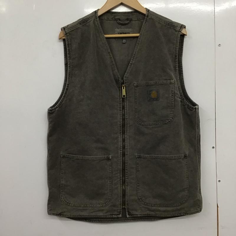 カーハート Carhartt ベスト ベスト ジップアップベスト ノースリーブカットソー アウター M ロゴ、文字 灰 / グレー /  メンズ USED 古着 中古 10151126