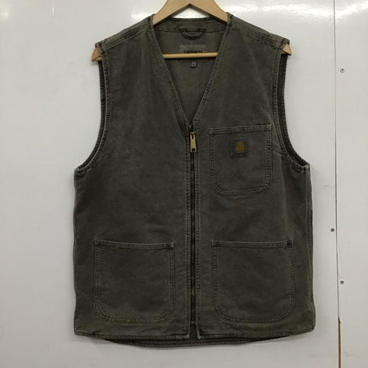カーハート Carhartt ベスト ベスト ジップアップベスト ノースリーブカットソー アウター M ロゴ、文字 灰 / グレー /  メンズ USED 古着 中古 10151126