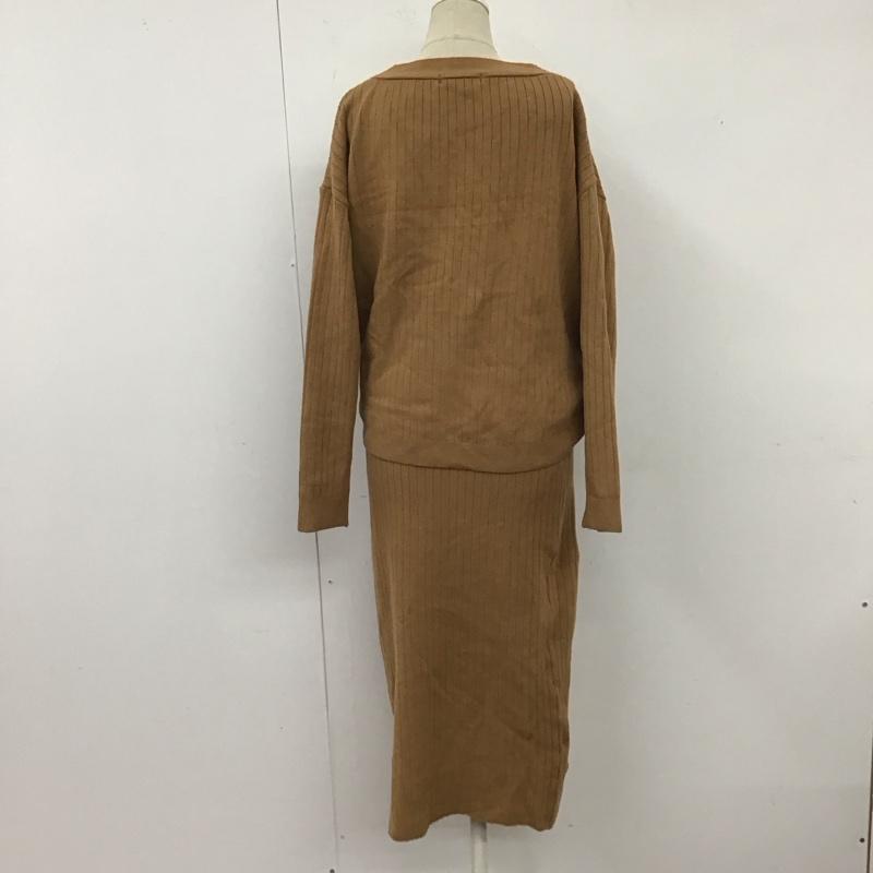 リエンダ rienda ワンピース ロングスカート 110CA173-1510 Front carde in Knit OP Vネック タグ付き M 無地 ベージュ / ベージュ /  レディース USED 古着 中古 10121111
