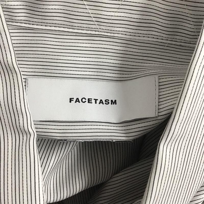 ファセッタズム FACETASM シャツ、ブラウス 長袖 RB-SH-M08 コットン ストライプ 刺繍 4 ロゴ、文字 白 / ホワイト / X 黒 / ブラック /  メンズ USED 古着 中古 10111573