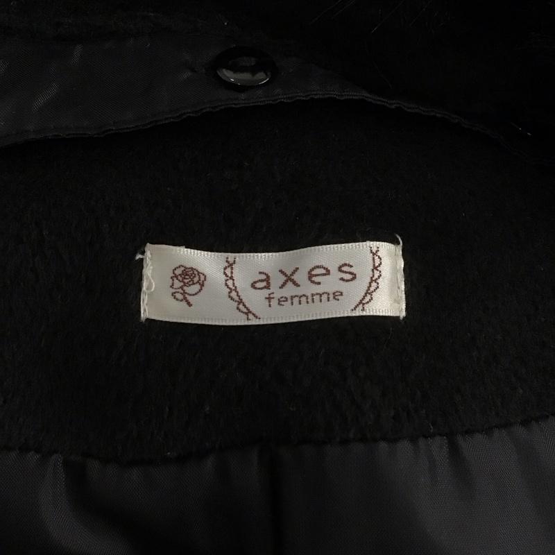 アクシーズファム axes femme コート コート一般 ロングコート ロングジャケット ファーカラージャケット アウター L 無地 黒 / ブラック /  レディース USED 古着 中古 10107713