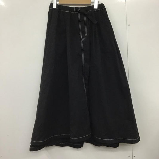 ニコアンド niko and... スカート ロングスカート ST85CM05AD フレアスカート ベルト付き 3 無地 黒 / ブラック /  レディース USED 古着 中古 10146610