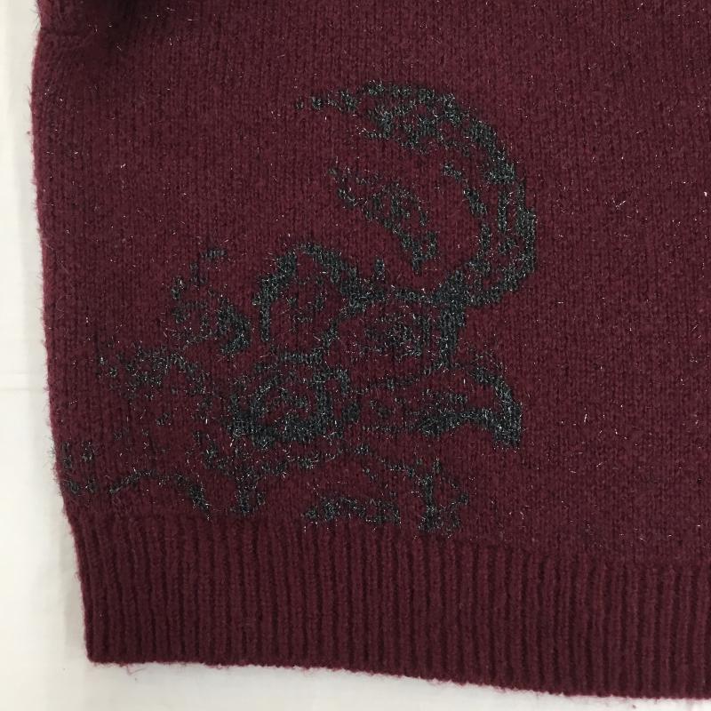 ジーナシス JEANASIS ニット、セーター 長袖 JS064703MN FREE 花柄 えんじ / ワインレッド /  レディース USED 古着 中古 10141433