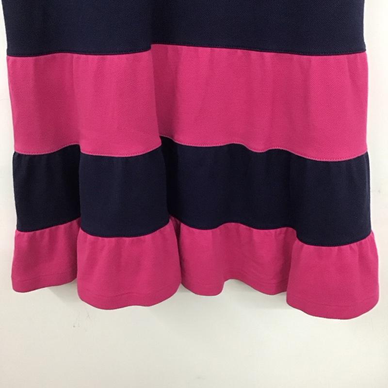 ラルフローレン RALPHLAUREN ワンピース ひざ丈スカート L ボーダー柄 X ロゴ、文字 桃 / ピンク / X 紺 / ネイビー /  ガールズ USED 古着 中古 10132762