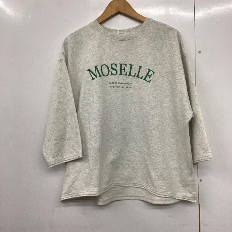 ローリーズファーム LOWRYS FARM カットソー 七分袖 FREE プリント X ロゴ、文字 灰 / グレー /  レディース USED 古着 中古 10142792