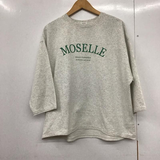 ローリーズファーム LOWRYS FARM カットソー 七分袖 FREE プリント X ロゴ、文字 灰 / グレー /  レディース USED 古着 中古 10142792