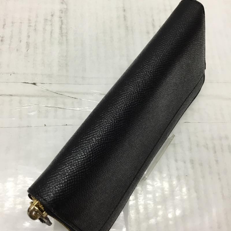 コーチ COACH 財布 長財布 57713 ラウンドファスナー ロゴ、文字 黒 / ブラック / X 金 / ゴールド /  レディース USED 古着 中古 10109389