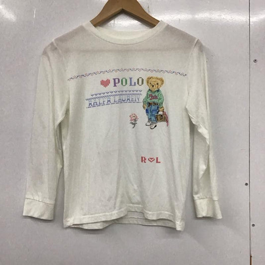 ポロラルフローレン POLO RALPH LAUREN カットソー 長袖 長袖カットソー プリントカットソー クルーネック L プリント 白 / ホワイト /  レディース USED 古着 中古 10136115