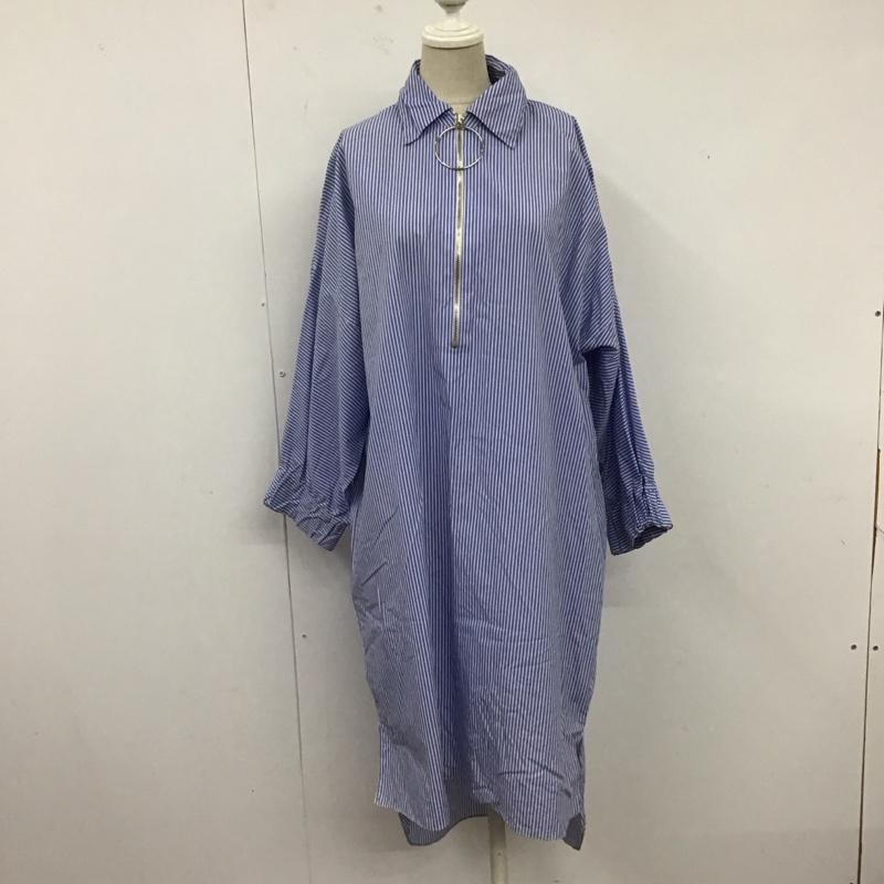 ザラ ZARA ワンピース ロングスカート 2518 844 044 ハーフジップ M チェック 青 / ブルー / X 白 / ホワイト /  レディース USED 古着 中古 10122047
