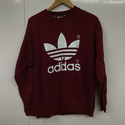 アディダス adidas トレーナー 長袖 長袖トレーナー スウェット クルーネック プルオーバー S ロゴ、文字 えんじ / ワインレッド /  メンズ USED 古着 中古 10131490