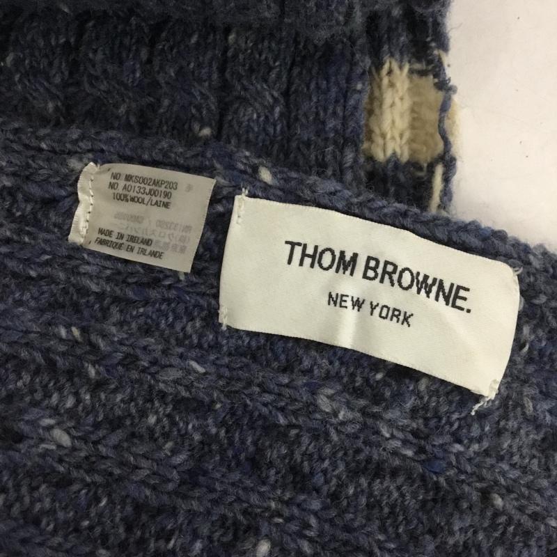 トムブラウン THOM BROWNE マフラー マフラー MKS002AKP203 ウール 無地 青 / ブルー / X 白 / ホワイト /  メンズ USED 古着 中古 10143278