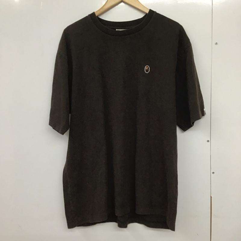 アベイシングエイプ A BATHING APE Tシャツ 半袖 半袖カットソー プリントTシャツ クルーネックカットソー L ロゴ、文字 茶 / ブラウン /  メンズ USED 古着 中古 10132086