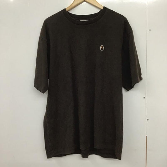 アベイシングエイプ A BATHING APE Tシャツ 半袖 半袖カットソー プリントTシャツ クルーネックカットソー L ロゴ、文字 茶 / ブラウン /  メンズ USED 古着 中古 10132086